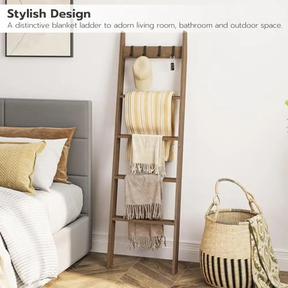 5-Tier Bamboo Blanket Ladder