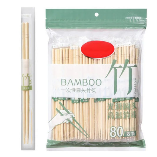 80 Pairs Disposable Bamboo Wood Chopsticks