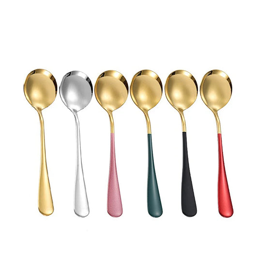 1Pc Stainless Steel Korean Spoon Household Kitchen Spoon Capacity Gold Silver Mirror Polished Cutlery Coffee Cutlery